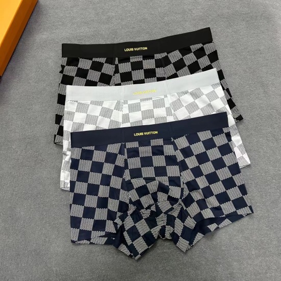 New product on December 22, 2024! Original quality! Louis Vuitton LV Boutique Checkered Box Men's Underwear! Foreign trade foreign orders, high quality, scientific matching of Modal seamless cutting technology with 93% Modal+7% spandex silk, smooth, breat