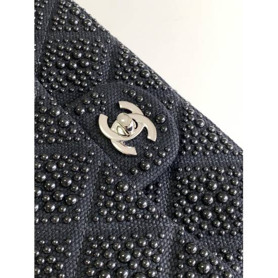 P1160 Xiaoxiang VIP high-end limited edition all black woolen fabric CF in stock looks much better than the picture, with a sweet and cool size of 25cm