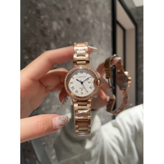 20240417 White 240 Gold 260 Steel Strip ➕ 20 diamonds ➕ 20 High quality, Ballon Bleu de Cartier Cartier blue balloon watch luxury series, with a versatile size of 33mm, simple and unique taste, abandoning the complicated and gorgeous decoration prevalent 