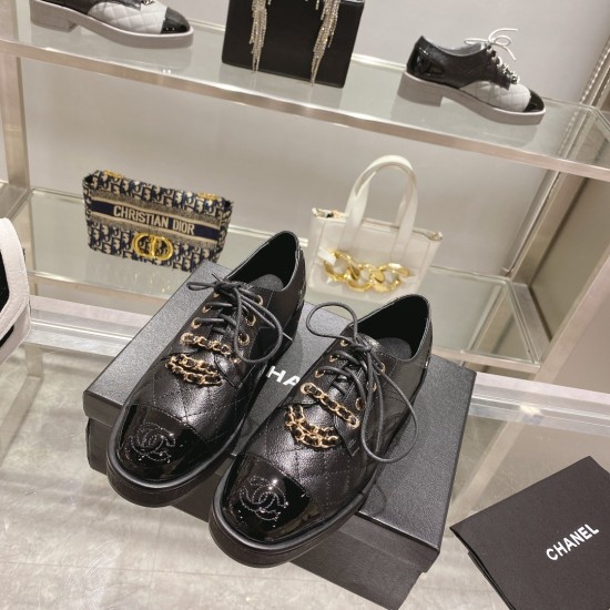 2023.11.05 P320 CHAN * l2022B Xiaoxiang Classic Lingge Double C Chain Series Exclusive and Correct Version BY1:1 Development of Xiaoxiang C Chain Lefu Shoes: Lace up Casual Shoes Loved by Popular Stars on the Internet ❤️ The classic diamond grid and chain
