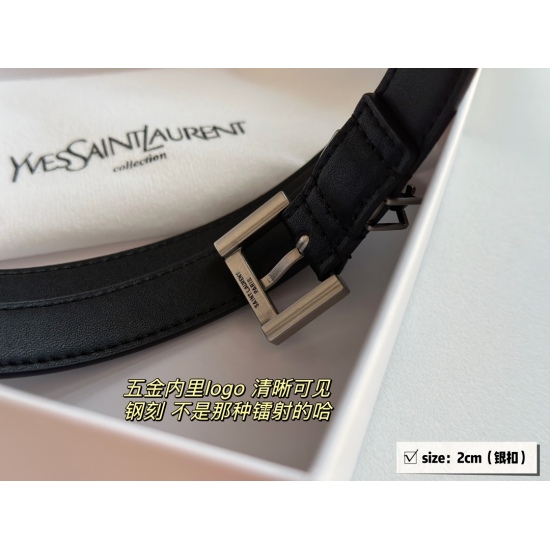 2023.09.03 135 box with paper bag size width: 2cm 3cmysl Saint Laurent This belt you must get!!! Moderate width, more suitable for daily use! Leather material cowhide, with a smooth surface and engraved characters inside!