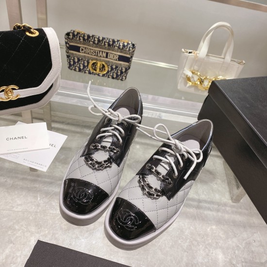 2023.11.05 P320CHAN * l2022B Xiaoxiang Classic Lingge Double C Chain Series Exclusive and Correct Version BY1:1 Development of Xiaoxiang C Chain Lefu Shoes: Lace up Casual Shoes Loved by Popular Stars on the Internet ❤️  The classic diamond grid and chain