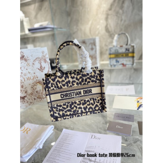 2023.10.07 p250Dior/Dior Women's 2022 New BOOK TOTE Blue Reverse Ruyi Printed Embroidered Tote Bag 26cm
