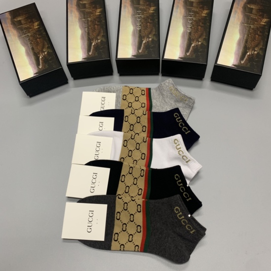 2024.01.22 Spring New Product Launch [Celebration] [Celebration] GUCCI (Gucci) Pure Cotton Quality [Strong] Comfortable and Breathable [Victory] One box of 5 pairs [Gift]