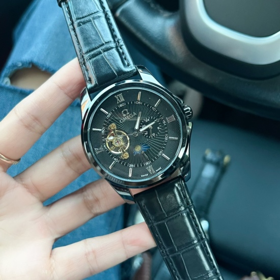 20240408 White 210, Gold 220 Omega OMEGA Nine Flywheel Fully Automatic Sun, Moon, and Stars Machinery ⌚ During the day, when the sun walks and at night, the moon appears in 6 characters, containing the highest quality materials and meticulous craftsmanshi