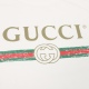 20240405 130 Gucci/Gucci Classic Double Ring Waistband Logo Printed Short Sleeve Original Washed Cotton Sweat Fabric, Collar, Cuff, Hem Damaged, Hand Cut Hole Treatment, Small Holes Consistent with Original Position, Contrast Bar Laser Dot Film Printing M