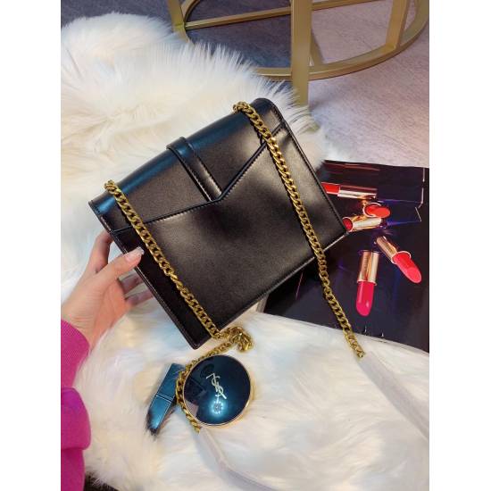 2023.10.18 p195 YsL/Saint Laurent ♥️ SUSPICE Medium Black Pure Leather Chain Bag with Double Flip Structure Design Counter Simultaneously Purchases Authentic Perfect Reproduction 100% Imported Pure Cowhide, Achieves Zero Error in Leather, Hardware, and Ri
