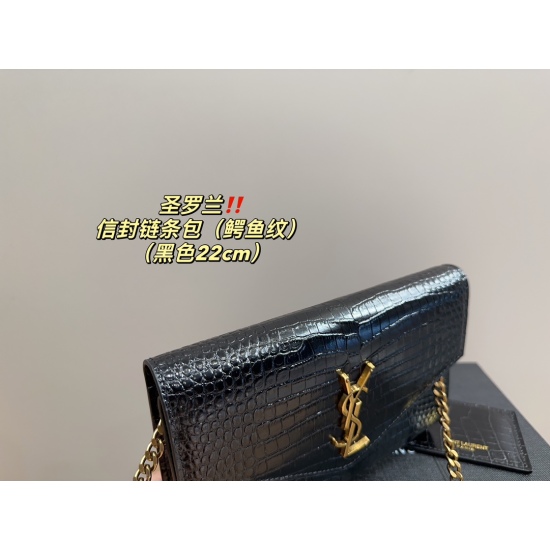 2023.10.18 Crocodile pattern P210 full set packaging ⚠️ Size 22.14 Saint Laurent Envelope Chain Bag Can't Refuse Superb Elegance, High Sense, and Collection of Beauty Must Be Included