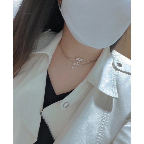 20240413 P70, Xiaoxiang New Double layered Necklace with Diamond Pearl Pendant