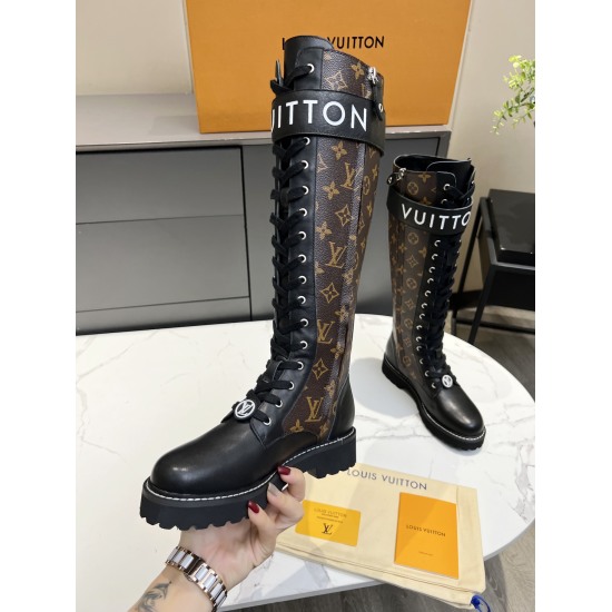 2023.11.19 Factory 360 Spot ❤❤❤ Complete packaging! Louis Vuitton LV Women's Upper Drip Glue Lace Up Short Boots Full Leather Thick Sole Martin Boots French OEM Original 1:1 Reproduction! The material is authentic! All made of 100% genuine leather! The so