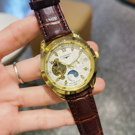 20240408 220 Brand: Longines, 24-hour window display, minimalist mechanical men's watch, tourbillon, starry fully automatic mechanical movement, precise timing, super strong mineral glass, vacuum electroplating, precision waterproofing, diameter: 40mm, th