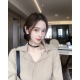 20240411 BAOPINZHIXIAAODior Choker CD Black Ribbon Necklace Neckchain can be sweet or salt, fashionable item! Double layered wearable bracelet! Advanced customization ⚠️ Electroplated antique gold ⚠️ fourteen