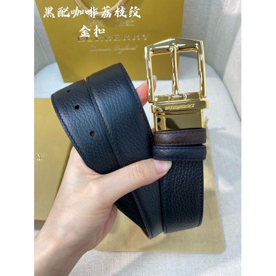 2024/03/06 Burberry: Original quality, new men's belt imported calf leather belt counter synchronized with new Burberry casual style, width 3.5cmP160