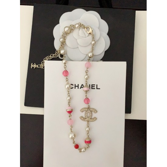 20240413 P75, [ch * nel Latest Pink Two tone Pearl Necklace] Consistent ZP Brass Material