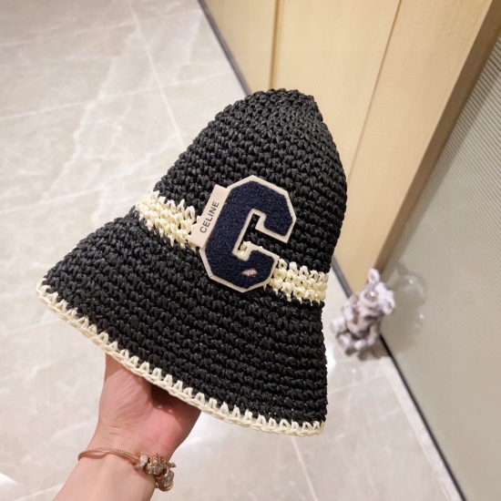 20240413 Special P65 Comes with Dust Bag [CELINE Sailing] 2024 New Grass Knitted Folding Fisherman Hat Straw Hat, Perfect for Holiday Style Matching, Get It Now!