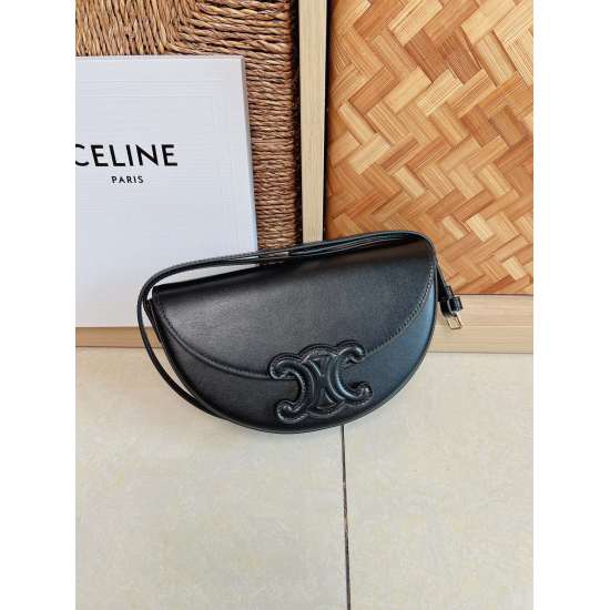 20240315 p800 172s Autumn and Winter New Product Launch | CELINE BESACE TRIOMPHE Smooth Cow Leather Handbag New Design Moon Bag Half Moon Bag Shape Super Cute, Lightweight and Versatile, Can Also Hold Phone Shoulder Strap Can be Adjusted as Underarm Bag o