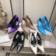 On January 5th, 2024, this classic collection is only 10cm in size. [Classic] Jimmy Choo's new last shape is a perfect redesign of the classic last shape!! New version of slim heeled rose] Color black white nude purple blue high heels Italian high-density
