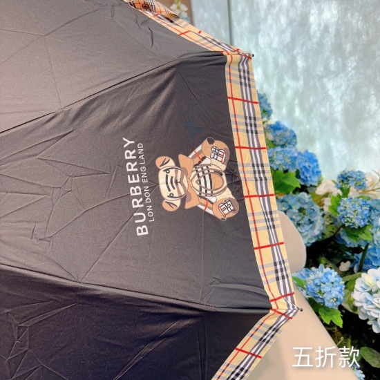 20240402 Special Approval 65 BURBERRY (Burberry) Tiger Skin Bear 50 fold Manual Folding Sun Umbrella Selected Taiwan Imported UV Anti UV Umbrella Fabric Original Order OEM Quality 2 Colors