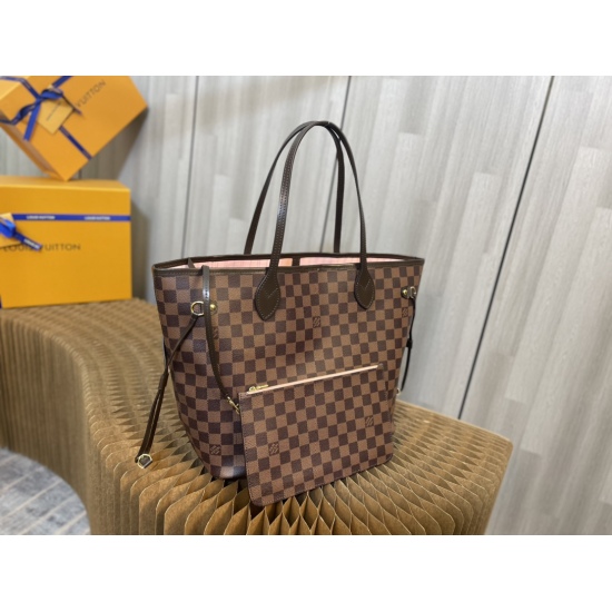 20231125 Internal Price P500 Top Original Order [Exclusive Background] N41603 Brown Pink [Taiwan Goods] All Steel Hardware ✅ Classic shopping bag 31cm LV Louis Vuitton's new Neverfull reinterprets the classic handbag and explores the exquisite details ins