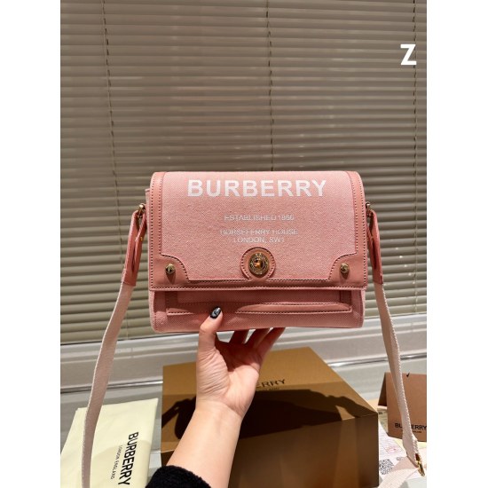 2023.11.17 P205 Pink Series High Edition BURBERRY (Original Order) Burberry Counter Latest One Shoulder Crossbody Bag Practical and Durable Linen Fabric Special Linen Material Paired with Cowhide Four Seasons Essential One Shoulder Crossbody Back Dual Use