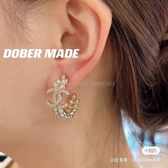 2023.07.23 ch * nel's latest wheat ear earrings and earrings are made of consistent Z brass material