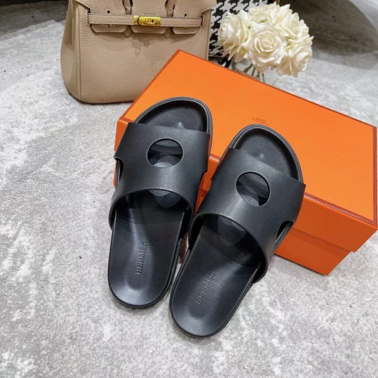 20240414 170. Men's version+10. Hermes ❤️ Male and Female Same Style Spring/Summer New Uncle Sandals with Strength Attacking Internet Celebrity Imported Cowhide ➕ Sheepskin~Casual Versatile Simple Instagram on Xiaohongshu Many internet celebrities are pla