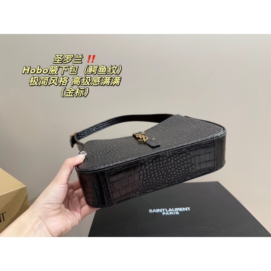 2023.10.18 crocodile pattern P200 full set packaging ⚠️ Size 25.14 Saint Laurent Hobo's armpit bag is full of high-end feel, with a moderate size and touching capacity for casual and formal wear that can be easily controlled
