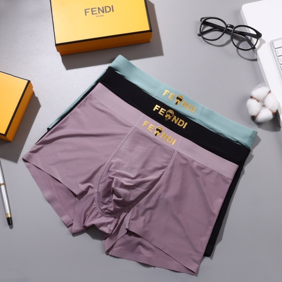 2024.01.22 New FENDI Original Quality, Boutique Boxed Men's Underwear! Foreign trade foreign orders, high-quality, nylon ice silk seamless cutting technology, scientifically matched with 82.5% nylon+17.5% spandex, silky, breathable and comfortable! Stylis