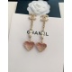 2023.07.23 ch * nel's latest full diamond heart gradient pink earrings are made of consistent Z brass material