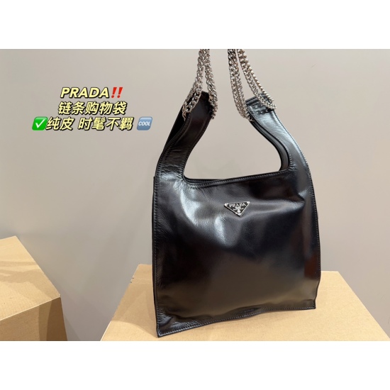 2023.11.06 Pure leather P275 ⚠️ Size 28.25 Prada Chain Shopping Bag Fashionable! Let's go! Rebellion! Unbound! Willful! This is the attitude that garbage bags should have, which is to feel like a homeless person! Little sisters with attitude, blow up! Ase