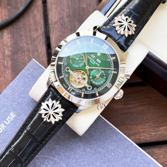 20240408 Unified 600. 【 Fashionable, generous, and elegant temperament 】 Patek Philippe Men's Watch Fully Automatic Mechanical Movement Mineral Reinforced Glass 316L Precision Steel Case Leather Strap Simple and Exquisite Business and Leisure Size: Diamet
