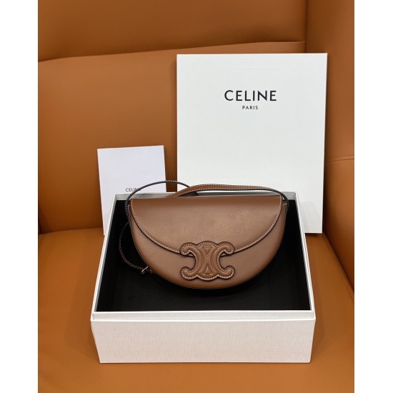 20240315 Full Leather P820 [CL Home] New BESACE TRIOMPHE Smooth Cow Leather Half Moon Bag, lined with cowhide/suede leather, can be used for crossbody and shoulder/back, with snap closure, 1 main compartment, inner flat pocket, adjustable shoulder straps,