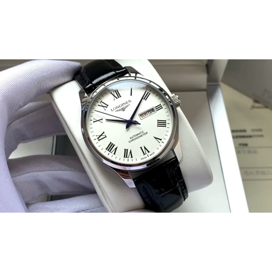 20240408 420. 【 Today's Recommended Classic Hot Sell 】 Longines Men's Watch Fully Automatic Mechanical Movement Mineral Reinforced Glass 316L Precision Steel Case with Genuine Leather Strap Simple and atmospheric Business and Leisure Size: Diameter 40mm T