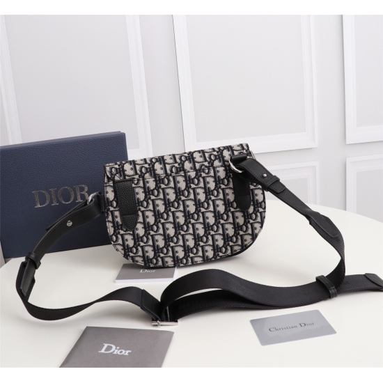 20231126 510 counter genuine products available for sale [original quality] Dior Men's SADDLE men's crossbody bag/chest bag model: 1ADPO095YKY_ H28E (Apricot Jacquard) beige and black Oblique print with 