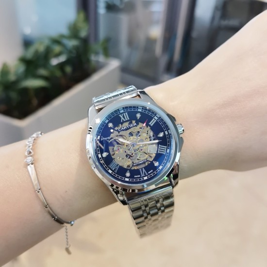 20240417 [Precision Steel Watch Strap with Ten Butterfly Buckles] White 220 All Black 230 New Release [Victory] [Victory], Cartier CARTIER [Rose] [Rose] Casual Business Men's Popular Launch Super Strong Mineral Phantom Blue Mirror, Fully Automatic Mechani