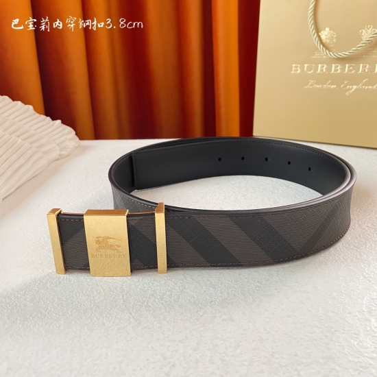 Burberry, with the latest top-notch quality, classic PVC surface paired with a plain leather sole, paired with a new high-quality steel buckle, precision production, high-end luxury, width 3.8cm