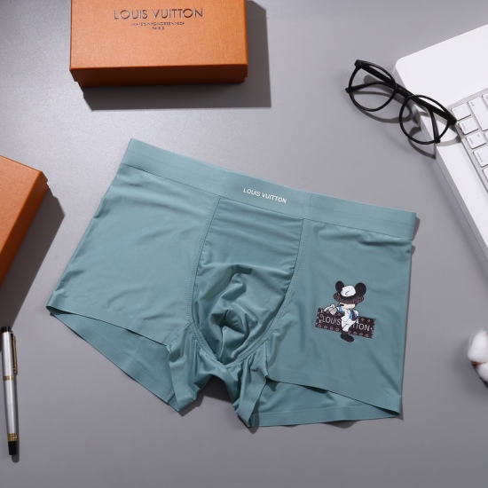 2024.01.22 New Mickey Louis Vuitton LV Original Quality, Boutique Boxed Men's Underwear! Foreign trade foreign orders, high-quality, ice silk seamless cutting technology with scientific matching of 86% nylon+14% spandex silk, smooth, breathable and comfor