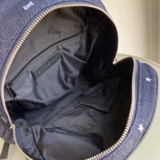 2024.03.09 P730 [Top Original Order] Bur berry! Burberry's New Nylon Embroidered Backpack! The original quality TB series men's and women's shoulder backpack is made of waterproof fabric with a top layer of cowhide material. The TB pentagram embroidery pe