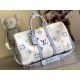 20231125 Batch 800 [Original Boutique] M10254 Blue Travel Bag Series KEEPALL BANDOULIRE 45 Travel Bag This Keepall Bandoulire 45 travel bag is made from Giant Monogram canvas, giving LV letters and Monogram flowers the same color depth difference. The sid