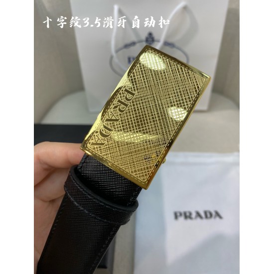 Prada men's automatic waistband - width 34MM 316 high-quality steel buckle with exquisite craftsmanship to create a soft feel that can be cut
