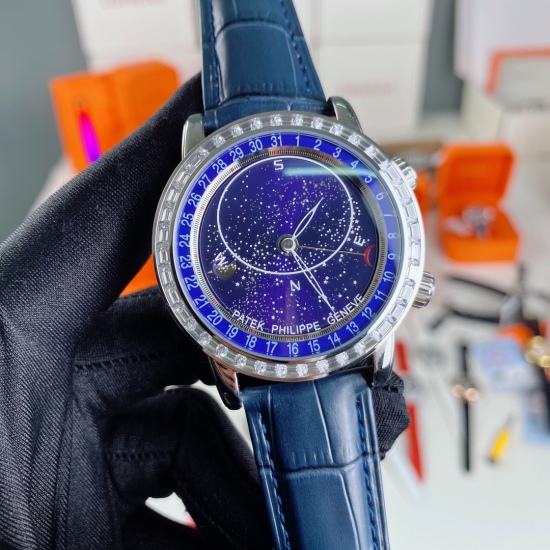 20240408 Real price sale: 600. ✨ Patek Philippe ❤️❤️❤️ Can you imagine wearing the starry sky on your wrist in the Geneva Sky series of the 5102 day monthly collection? This starry sky watch has a unique astrological function. On the blue circular dial, y