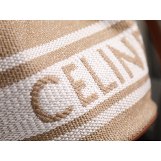 20240315 P1180 [Premium Quality All Steel Hardware] CELIN-E 23s Early Spring | BUCKET 16 Large Jacquard Stripe Fabric Cow Leather Bucket Bag New Product Sharing | Exclusive Genuine Fabric Development~Ultra fine Crafted Jacquard Fabric ✔ Embroidered Celine