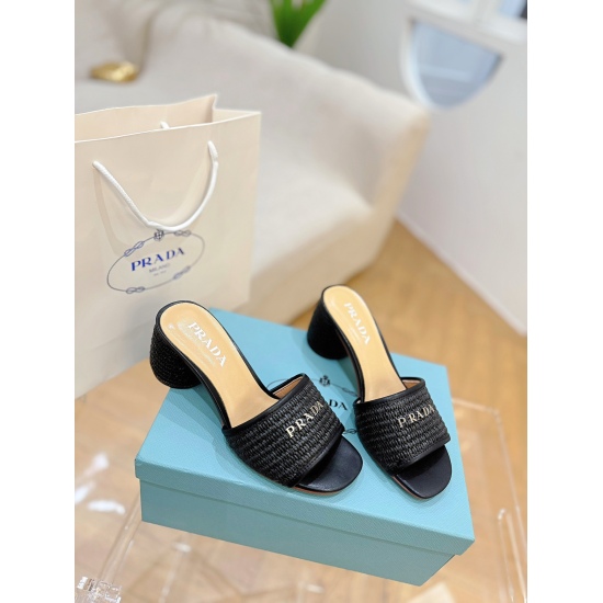 20240414 PRADA Prada 24 Counter Showcase Early Spring New Alphabet High Heel Sandals Collection 〰◽ Upper: Two types of highly customized cowhide leather fabric+imported Lafite grass ◽ Inside: Imported water dyed sheepskin ◽ Bottom: Original mold, anti sli