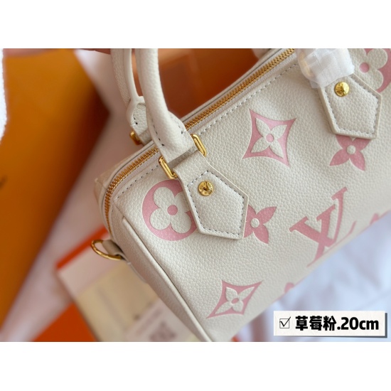 2023.10.1 225 New (with box) size: 20 * 14cm L Home ss23 Speed 20 Let's Experience the Joy of Strawberry Powder~Carrying a Small Bag Really Loved Love~ ⚠️ Cream Strawberry Search: Lv nano