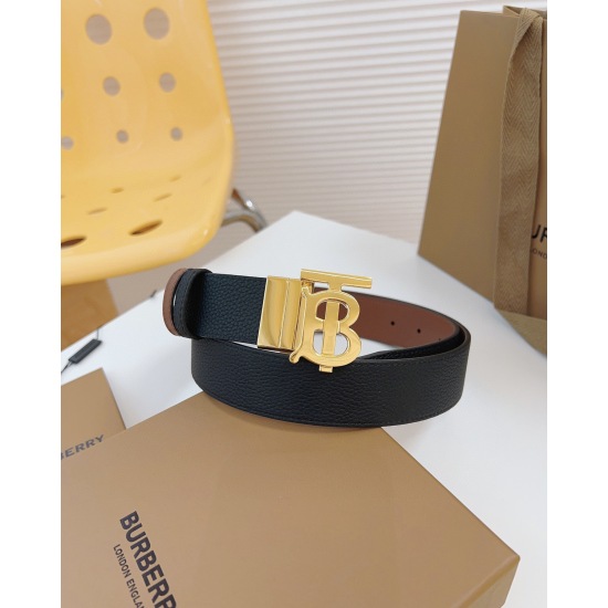 2024/03/06 P160 Burberry counter synchronization, double-sided Italian made belt, equipped with a bright and eye-catching exclusive logo design buckle width: 3.5cm classic business belt preferred for casual men! Grand yet fashionable