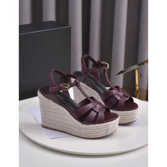 20240403 Saint Laurent patent leather woven surface, hemp rope woven outsole, sizes 35-41, cowhide, rubber outsole, P280