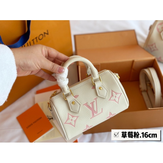 2023.10.1 190 New (with box) size: 16 * 10cm L Home ss2022 Speedy Nano Let's Feel the Joy of Nano~Carrying a Small Bag Really Loved Love~ ⚠️ Cream Strawberry Search: Lv nano