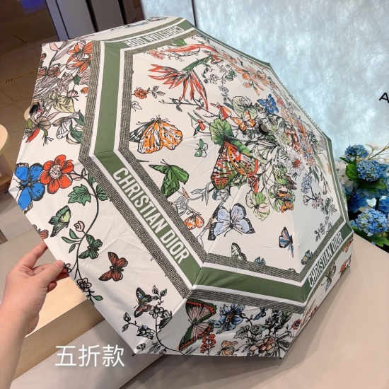 20240402 Special Approval 65 DIOR (Dior) Butterfly 50 Fold Hand Open Folding Umbrella, Ultra Light Pocket, Only 18cm, Hot Selling Style, Fashionable Index, Burst Table, Whether Used in Sunny or Rainy Days, It is Very Beneficial for Original Single Generat