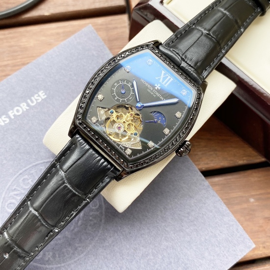20240408 Unified 600. [New Style Elegant and Atmosphere] Jiangshidandun - Chevron Conststin Men's Watch Fully Automatic Mechanical Movement Mineral Reinforced Glass 316L Precision Steel Case with Genuine Leather Strap Fashionable, Casual, and Business Ess