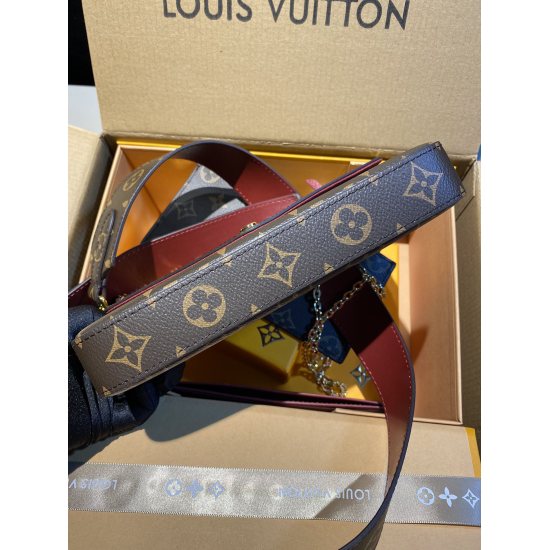 2023.10.1 Upgraded Three Piece Set P230LV Louis Vuitton FELICIE Chain Bag Envelope Three in One Woc Five Piece Set One Shoulder Crossbody Handbag Size: 21 * 12 * 3CM Paired with 2 Shoulder Straps, 1 Card Bag, 1 Zero Wallet ⚠ Accurate flower matching, high